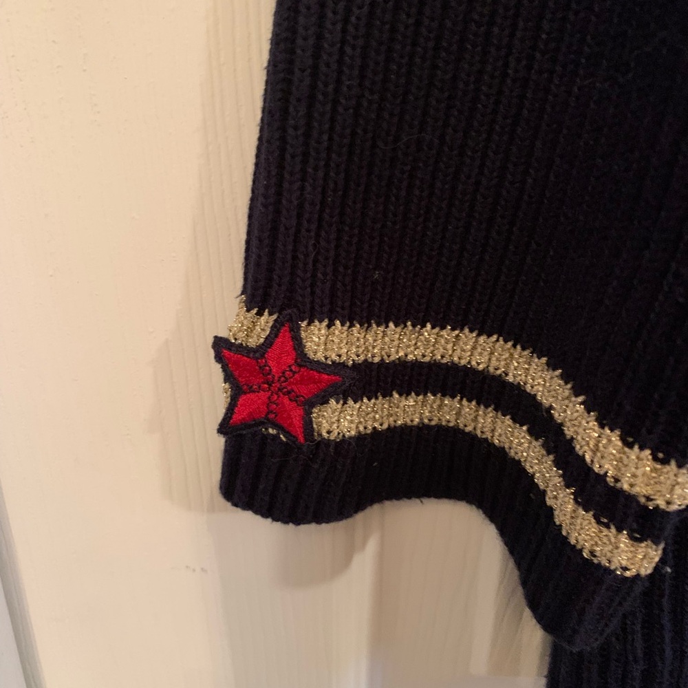 Navy Nautical Double-Breasted Cardigan with Star Accents - Picture 5 of 8
